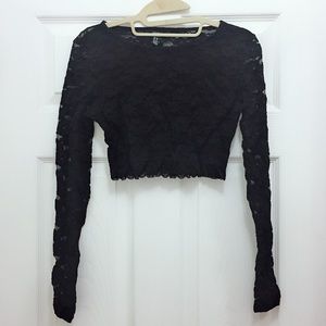 Black Lace Long Sleeve Top (F21)